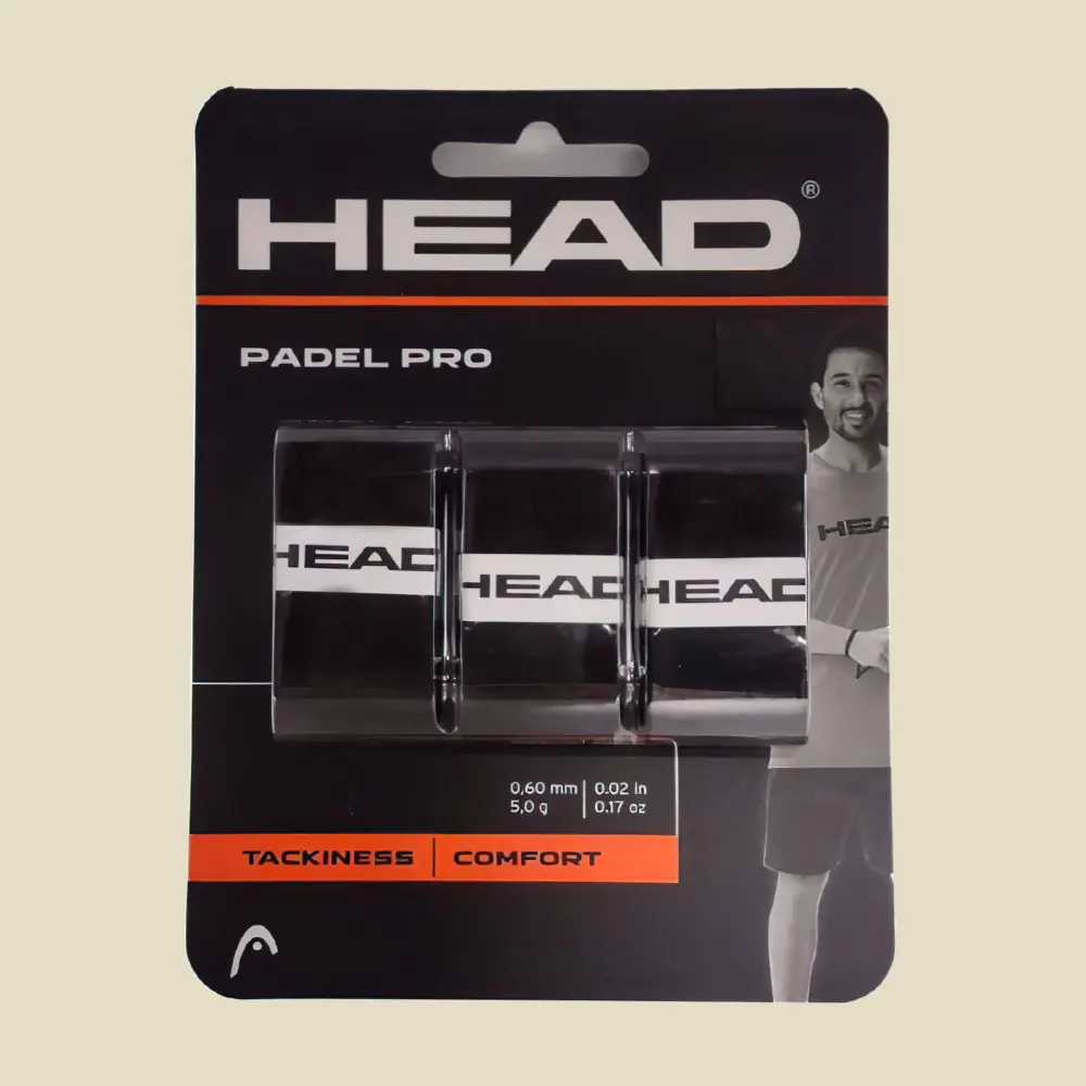 „Head Padel Pro“ viršutinės rankenos (overgrip), juodos – 3 vnt.
